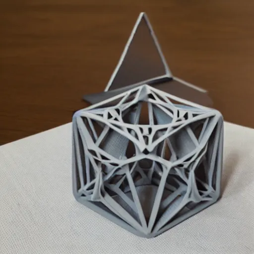 Prompt: a 3d printed tesseract
