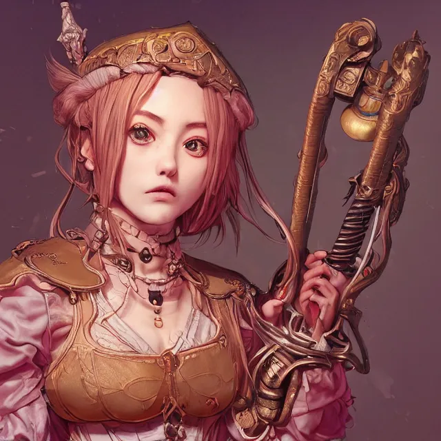 Image similar to the portrait of neutral good colorful female cleric bard as absurdly beautiful, gorgeous, elegant, young gravure idol, an ultrafine hyperdetailed illustration by kim jung gi, irakli nadar, intricate linework, sharp focus, bright colors, octopath traveler, final fantasy, unreal engine 5 highly rendered, global illumination, radiant light, detailed and intricate environment