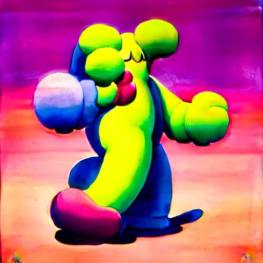 Prompt: street sign by shusei nagaoka, kaws, david rudnick, airbrush on canvas, pastell colours, cell shaded, highly detailed