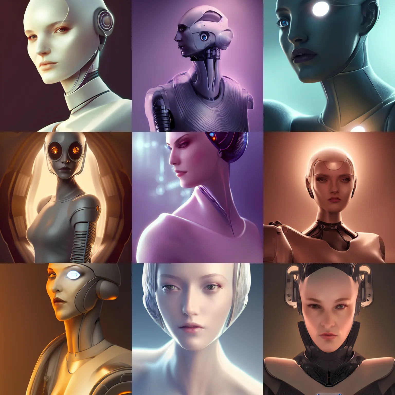 Prompt: portrait of a female android, robotic, sleek, smooth, humanoid character, beautiful, focused, elegant, art nouveau, dnd, sinuous, fantasy, mystical, magical aesthetics, illustration, photorealistic, soft lighting, unreal engine, matte painting, 4 k,