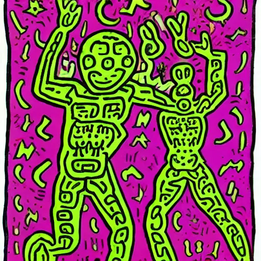 Prompt: cosmic horror in the style of keith harring,