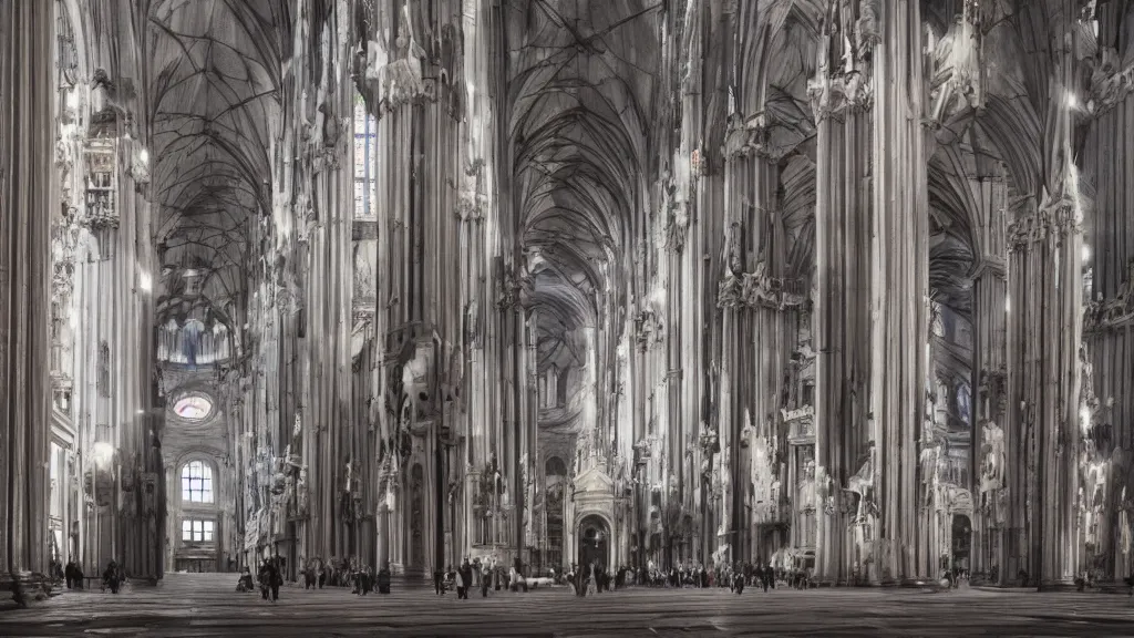 Prompt: TARDIS inside the Milan cathedral, hyper-realistic, octane render, matte