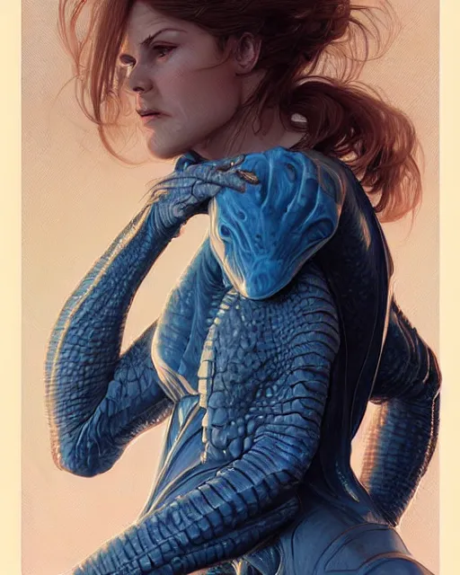 Prompt: portrait of dinosaur, spacesuit, blue eyes, real life skin, intricate, elegant, highly detailed, artstation, concept art, smooth, sharp focus, art by artgerm and greg rutkowski and alphonse mucha