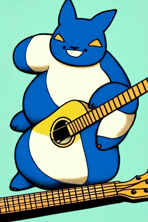 Image similar to snorlax playing guitar