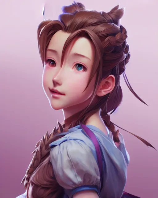 Image similar to character concept art of aerith gainsborough, istinct - fine, key visual, realistic shaded perfect face, fine details by stanley artgerm lau, wlop, rossdraws, james jean, andrei riabovitchev, marc simonetti, sakimichan, and jakub rebelka, trending on artstation