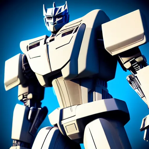 Image similar to transformers, 3d character model, epic, 3d render, white background, shadows