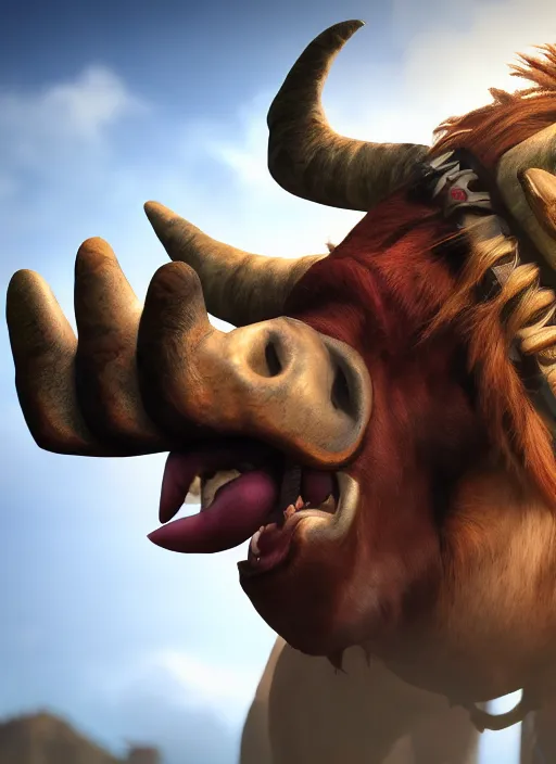 Image similar to smile tauren, photo realistic, cinematic, 4 k