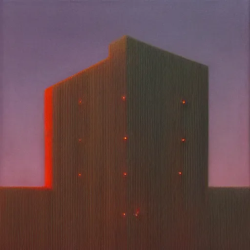 Prompt: a humanoid neon building painted by zdzisław beksinski