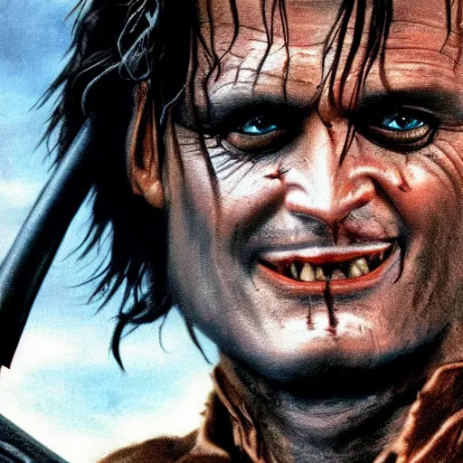 Prompt: Johnney Depp as Ash William's in Army of darkness, HD, high resolution, hyper realistic, 4k, intricate detail