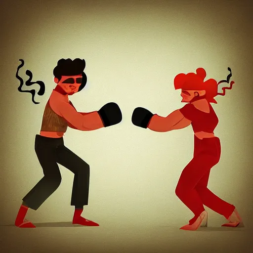 Prompt: Street fight digital illustration by Ekaterina Savic