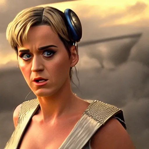 Image similar to movie still of katy perry as luke skywalker in star wars