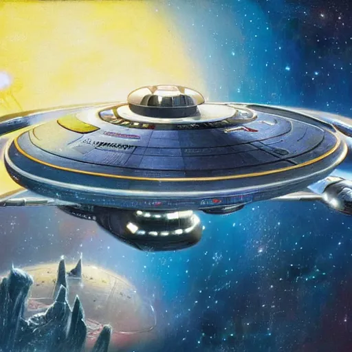Prompt: Star Trek Enterprise in the style of John Berkey