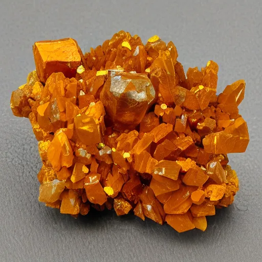 Prompt: wulfenite crystal cluster cubic