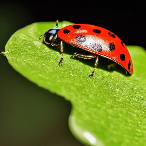 Prompt: Macro shot of a ladybug on a flower