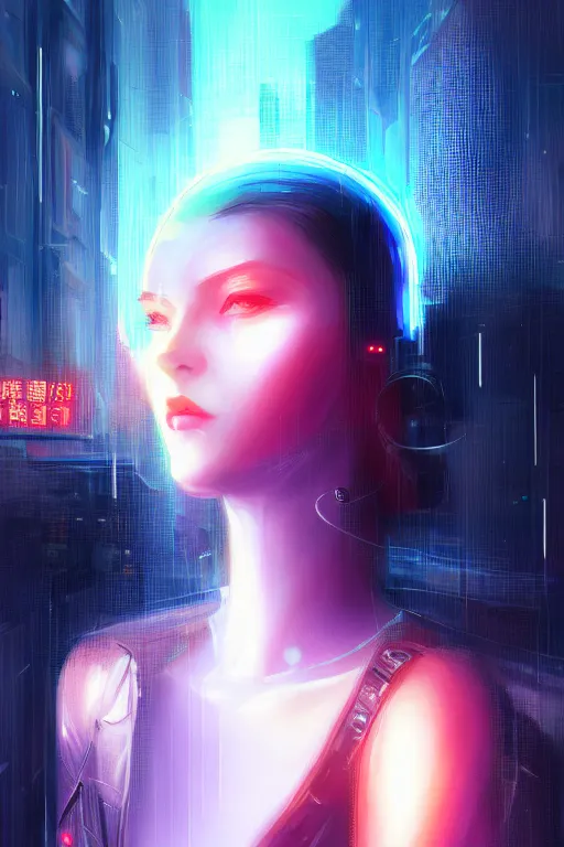 Image similar to portrait futuristic sensual cyberpunk young female Mage, in futuristic rainny thunder flashing tokyo rooftop cyberpunk night, ssci-fi, fantasy, intricate, very very beautiful, elegant, neon light, highly detailed, digital painting, artstation, concept art, soft light, hdri, smooth, sharp focus, illustration, art by tian zi and craig mullins and WLOP and alphonse mucha