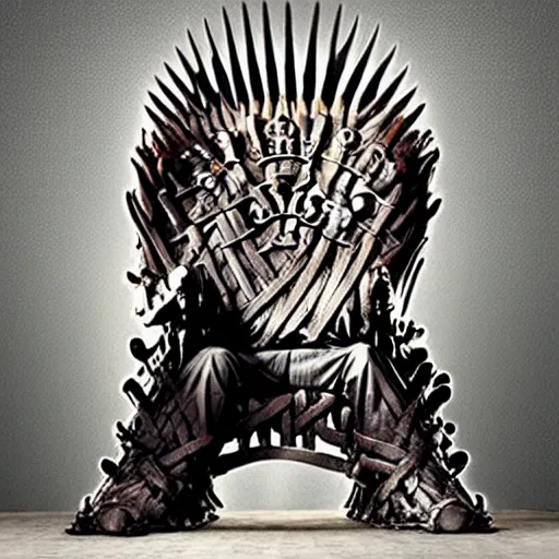 Image similar to “Putin sitting on the iron throne award winning, 4k realistic Photograph, face highly detailed”