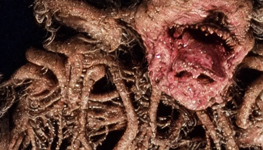 Prompt: a disgusting vile disturbing creature from The Thing, by Cronenberg and greg nicotero