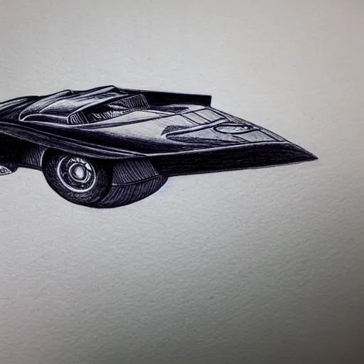 Image similar to ballpoint pen drawing of the batmobile