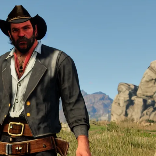 Prompt: arther morgan from red dead redemption 2 in gta 5