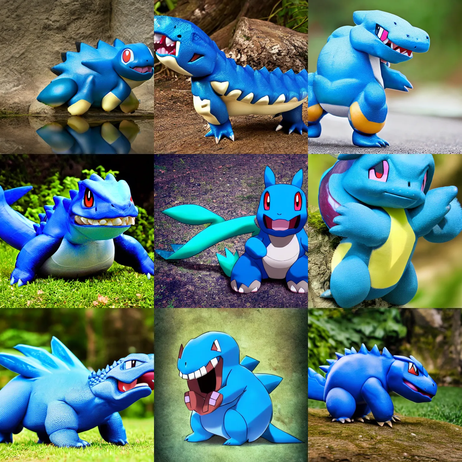 Prompt: The pokemon totodile as a real life animal, nature photography, outdoors