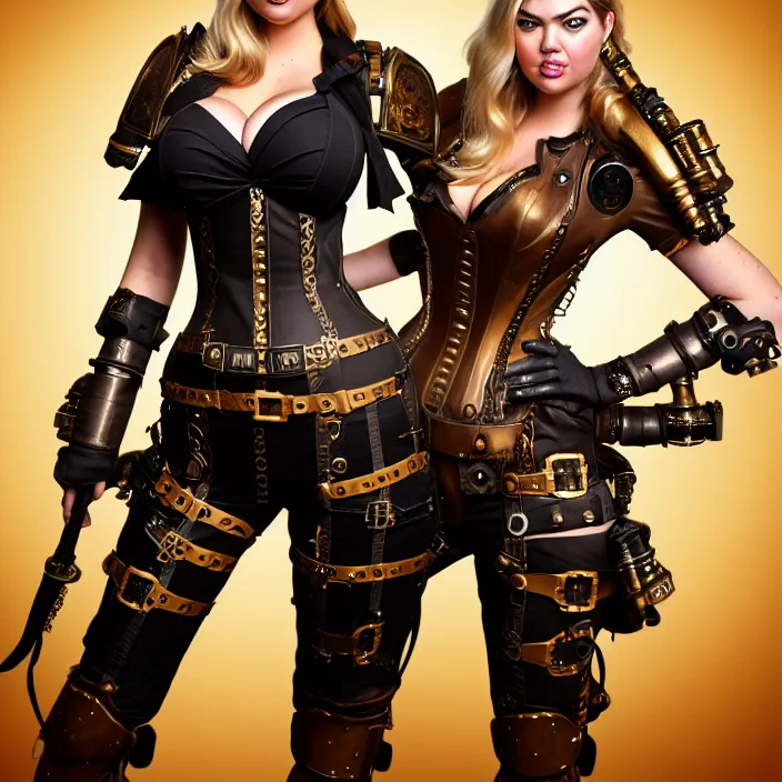 Image similar to full body photograph of kate upton as a steampunk warrior, Extremely detailed. 8k