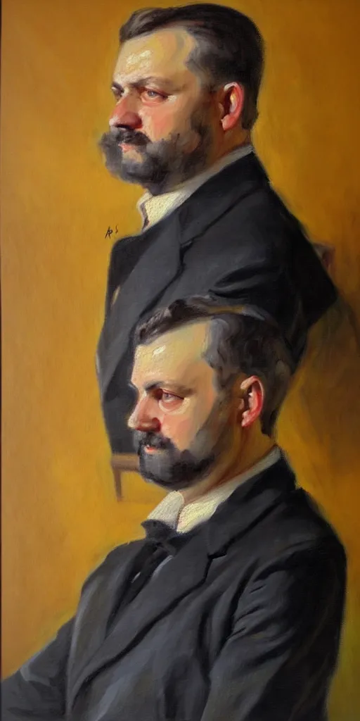 Prompt: portrait painting of alexander bashlachev