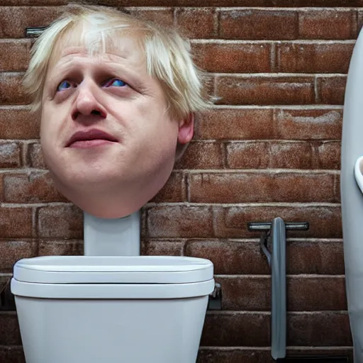 Image similar to movie scene of boris johnson as a urinal, wide shot, photorealistic, 8 k