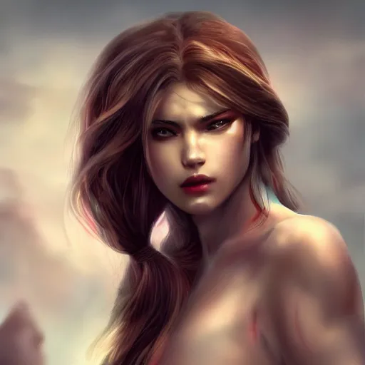 Prompt: A beautiful woman warrior, trending on artstation, soft focus, tempting, confident, alluring, seductive, attractive, beautiful, sensual, woman