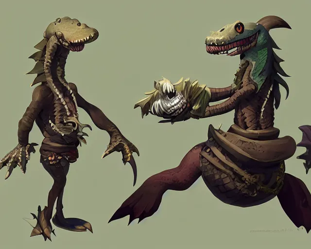 Prompt: sea of thieves animal character concept art for an alligator, cgsociety, trending on artstation, rare ltd,