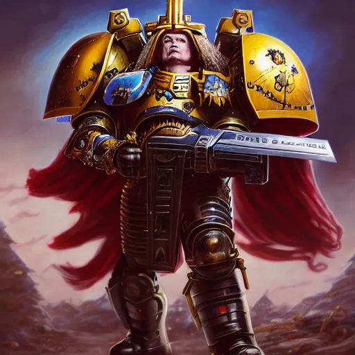 Prompt: an epic chibi comic book style portrait painting of a warhammer 4 0 k emperor of mankind tom hanks, character design by mark ryden and pixar and hayao miyazaki, unreal 5, daz, hyperrealistic, octane render, cosplay, dynamic lighting, intricate detail, harvest fall vibrancy, cinematic