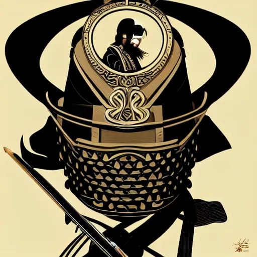 Prompt: silhouette of a bushido illustration, vector art style, medium shot, intricate, elegant, highly detailed, digital art, ffffound, art by JC Leyendecker and sachin teng