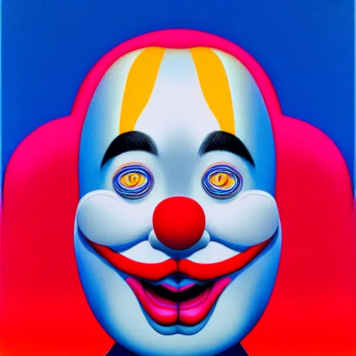 Prompt: manic clown by shusei nagaoka, kaws, david rudnick, airbrush on canvas, pastell colours, cell shaded, 8 k