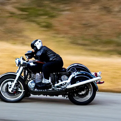 Prompt: jaguar riding a motorcycle