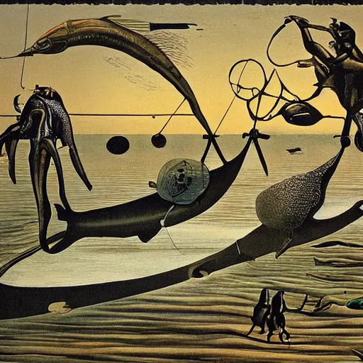 Image similar to overfishing by salvador dali