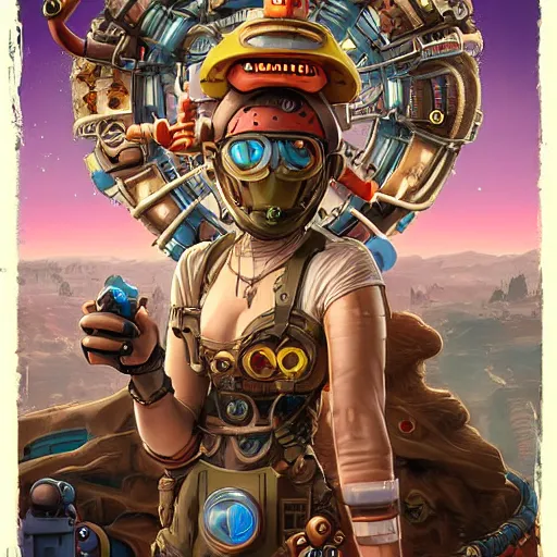 Image similar to lofi biopunk steampunk pokemon poster, Pixar style, by Tristan Eaton Stanley Artgerm and Tom Bagshaw, 8k, digital art, hd, render,