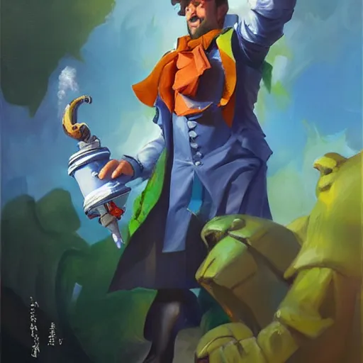 Image similar to greg manchess portrait painting of waterpipe smoking caterpillar from alice in wonderland as overwatch character, wacky, medium shot, asymmetrical, profile picture, organic painting, sunny day, matte painting, bold shapes, hard edges, street art, trending on artstation, by huang guangjian and gil elvgren and jesper ejsing