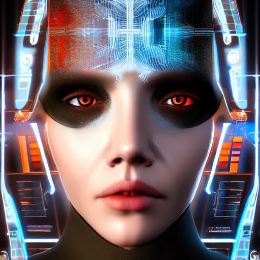 Prompt: revolt of the artificial intelligences, high detail, realistic, symmetrical face, art by unreal engine 5 art