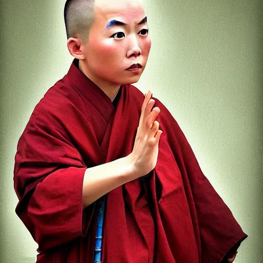 Prompt: chinese boy monk digital art