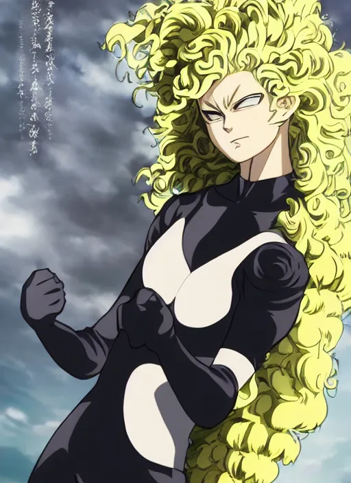 Image similar to A full portrait photo of tatsumaki one punch man, f/22, 35mm, 2700K, lighting, perfect faces, award winning photography.