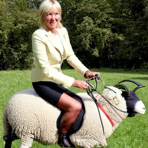 Image similar to nadine dorries riding a sheep