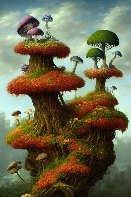 Image similar to a beautiful digital illustration painting of a detailed fantasy cats and roots, mushroom, flowers by benoit b. mandelbrot, steven belledin, martin johnson heade, lee madgwick, caspar david friedrich, and david rios ferreira. 8 k resolution trending on artstation concept art digital illustration