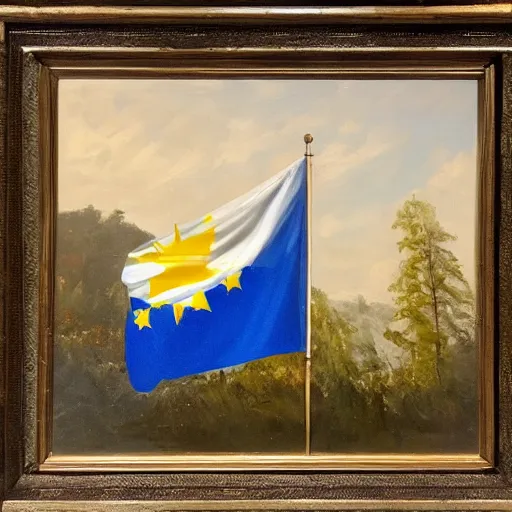 Image similar to an oil painting of the european flag