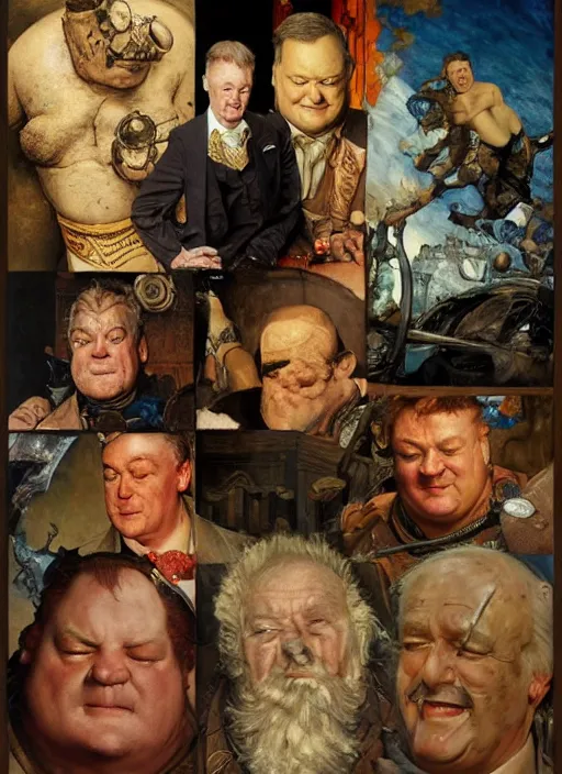 Image similar to kenneth mcmillan as baron vladimir harkonnen, dynamic, by norman rockwell and craig mullins and lawrence alma tadema and greg staples and nc wyeth and tom lovell, arstation baron character
