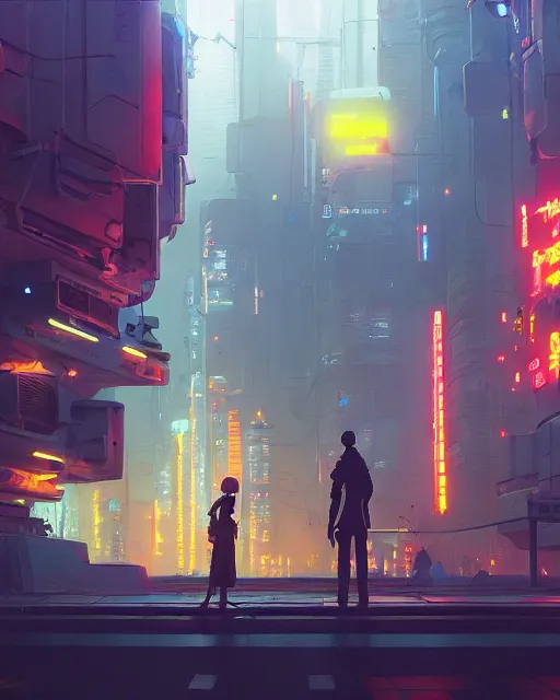 Image similar to painting of cyberpunk kyiv, detailed, by simon stalenhag, cory loftis, james gilleard, atey ghailan, makoto shinkai, goro fujita, studio ghibli, rim light, exquisite lighting, clear focus, very coherent, plain background, soft painting