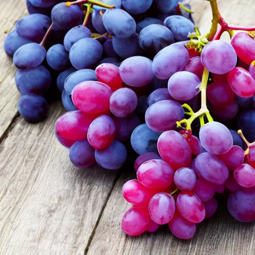 Prompt: hot pink grapes, product photograph