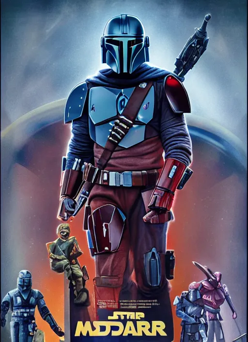 Prompt: movie poster by drew struzan for the mandalorian season 1