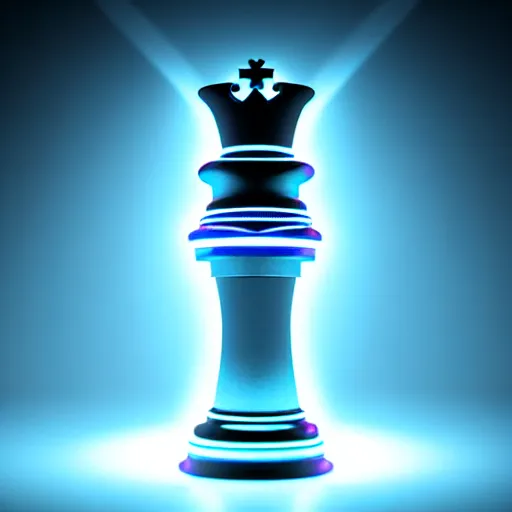 Image similar to tron photo of a queen chess piece made of plasma lights, Puddles, high point of view, smooth 3D Illustration, Cinematic Matte Painting, soft render, volumetric lighting