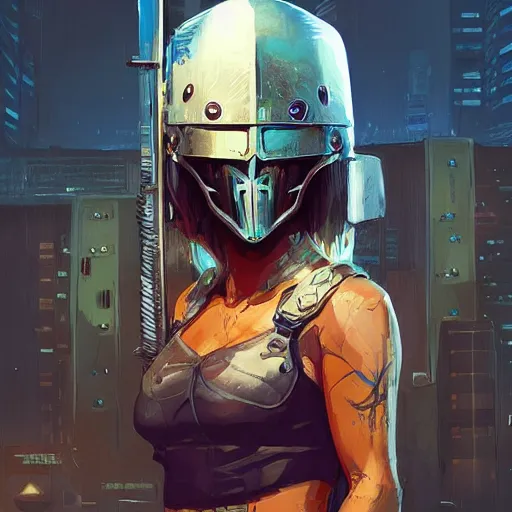 Image similar to cyberpunk viking helmet mask warrior goddess robot ninja fantasy, art gta 5 cover, official fanart behance hd artstation by jesper ejsing, by rhads, makoto shinkai and lois van baarle, ilya kuvshinov, ossdraws