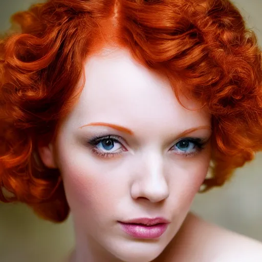 Prompt: beautiful redhead woman, rococo, closeup