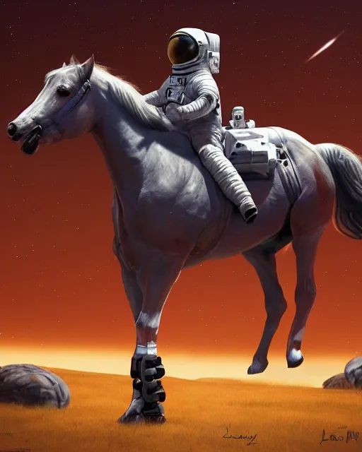 Image similar to sitting astronaut under the horse, artstation